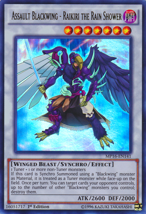 Assault Blackwing - Raikiri the Rain Shower [MP16-EN141] Ultra Rare Yu-Gi-Oh!