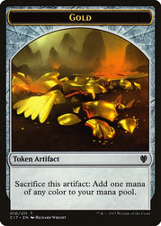 Dragon (007) // Gold (010) Double-Sided Token [Commander 2017 Tokens] Magic: The Gathering