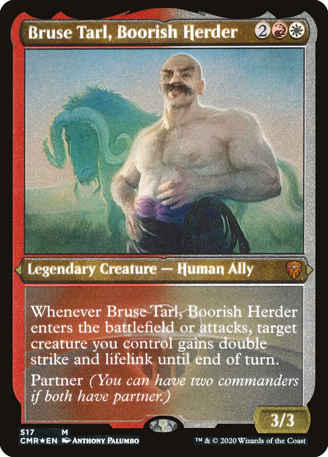 Bruse Tarl, Boorish Herder (Etched) [Commander Legends] Magic: The Gathering