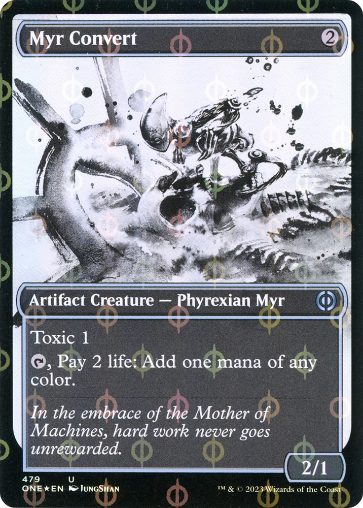 Myr Convert (Showcase Ichor Step-and-Compleat Foil) [Phyrexia: All Will Be One] Magic: The Gathering