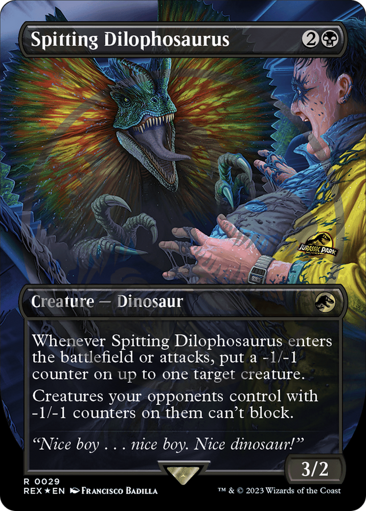 Spitting Dilophosaurus Emblem (Borderless) [Jurassic World Collection Tokens] Magic: The Gathering