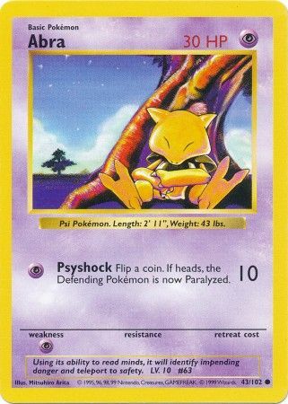 Abra (43/102) [Base Set Shadowless Unlimited] Pokémon