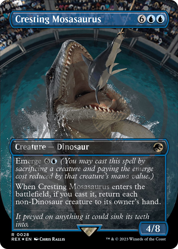 Cresting Mosasaurus Emblem (Borderless) [Jurassic World Collection Tokens] Magic: The Gathering