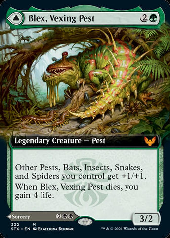 Blex, Vexing Pest // Search for Blex (Extended Art) [Strixhaven: School of Mages] Magic: The Gathering