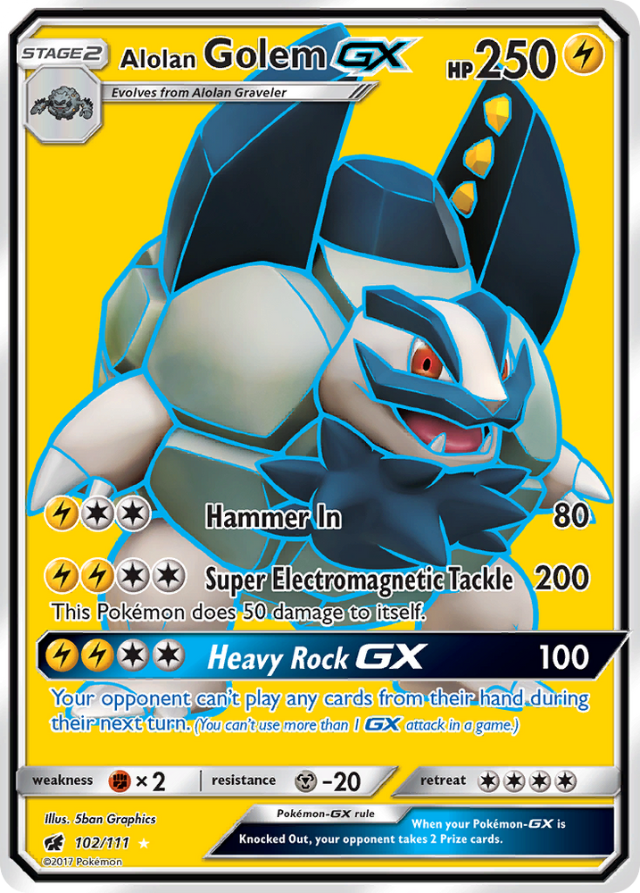 Alolan Golem GX (102/111) [Sun & Moon: Crimson Invasion] Pokémon