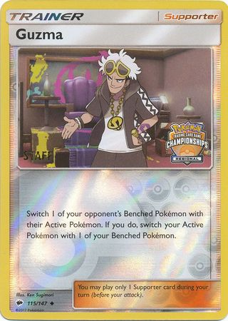 Guzma (115/147) (League Promo) (Staff) [Sun & Moon: Burning Shadows] Pokémon