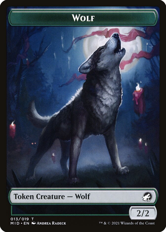 Wolf (013) // Treasure (015) Double-Sided Token [Challenger Decks 2022 Tokens] Magic: The Gathering