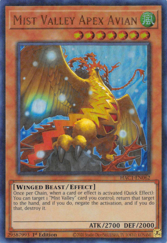 Mist Valley Apex Avian (Duel Terminal) [HAC1-EN062] Parallel Rare Yu-Gi-Oh!