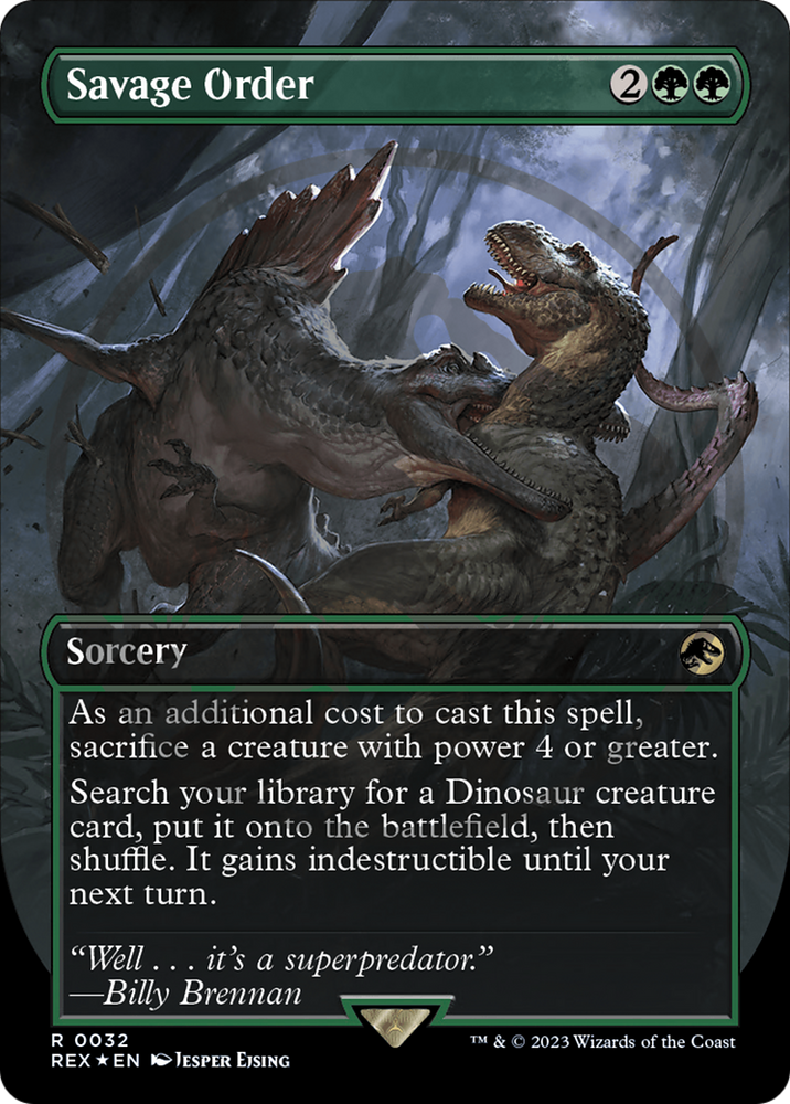 Savage Order Emblem (Borderless) [Jurassic World Collection Tokens] Magic: The Gathering