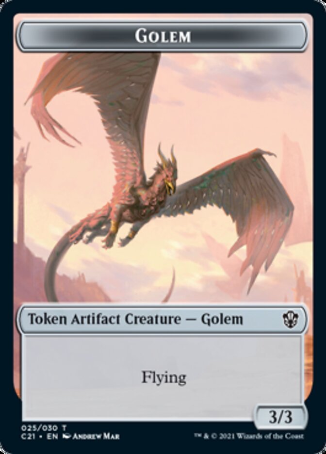 Golem (025) // Thopter Double-Sided Token [Commander 2021 Tokens] Magic: The Gathering