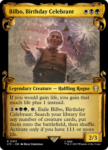 Bilbo, Birthday Celebrant [The Lord of the Rings: Tales of Middle-Earth Commander Showcase Scrolls] Magic: The Gathering