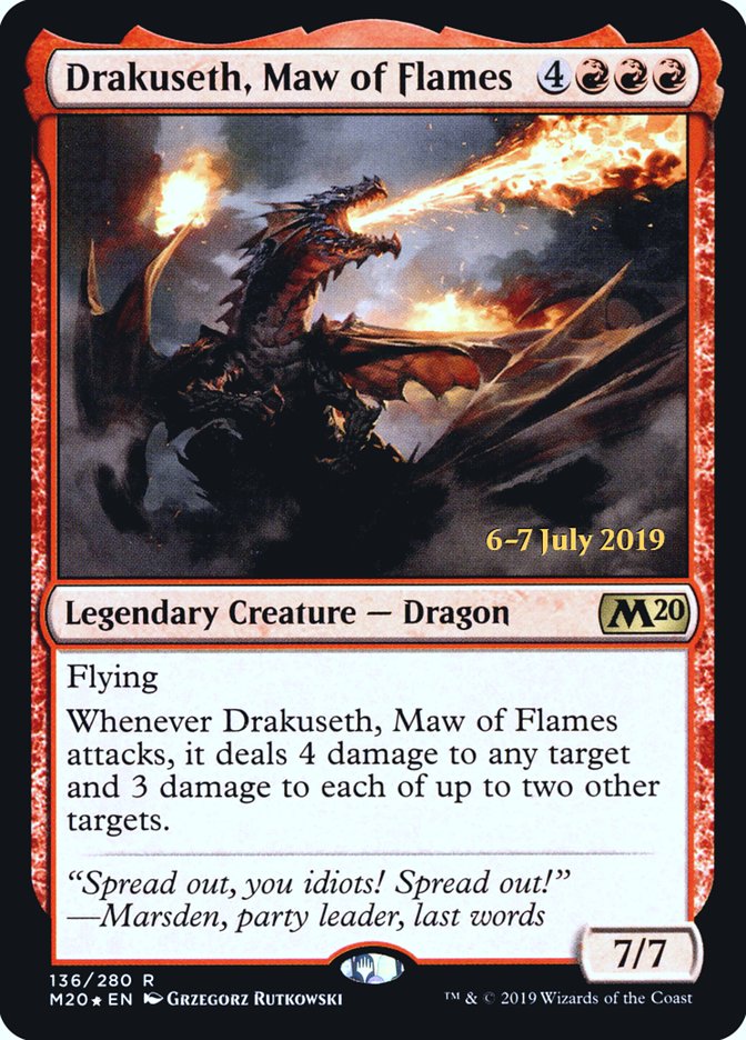 Drakuseth, Maw of Flames [Core Set 2020 Prerelease Promos] Magic: The Gathering