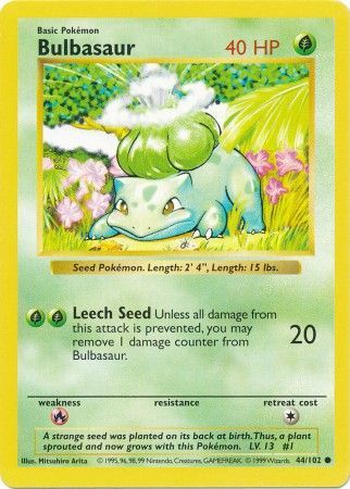 Bulbasaur (44/102) [Base Set Shadowless Unlimited] Pokémon