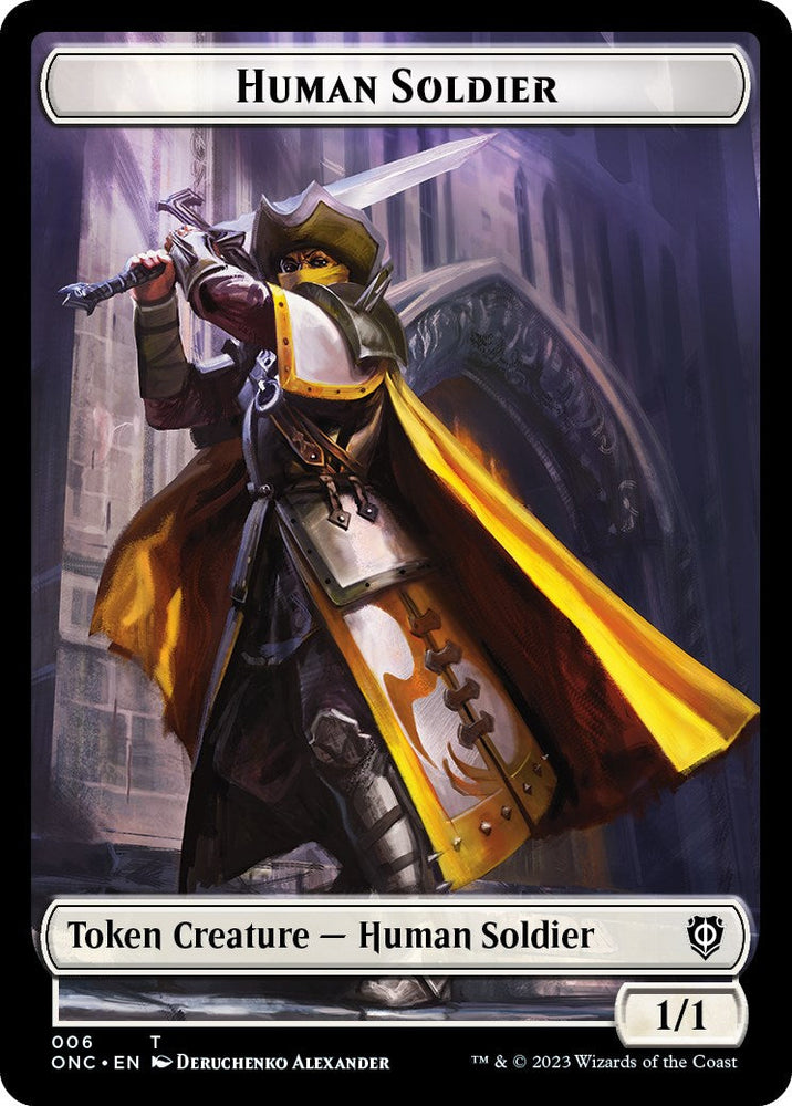 Human Soldier // Elephant Double-Sided Token [Phyrexia: All Will Be One Commander Tokens] Magic: The Gathering
