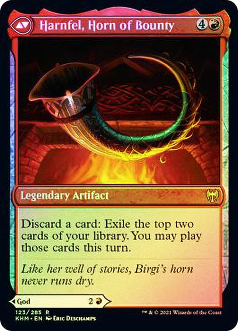 Birgi, God of Storytelling // Harnfel, Horn of Bounty [Kaldheim Prerelease Promos] Magic: The Gathering