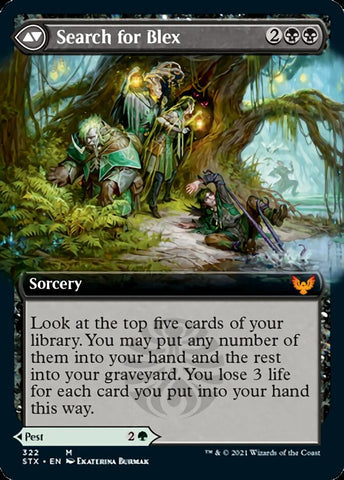 Blex, Vexing Pest // Search for Blex (Extended Art) [Strixhaven: School of Mages] Magic: The Gathering