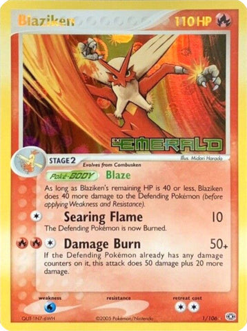 Blaziken (1/106) (Stamped) [EX: Emerald] Pokémon