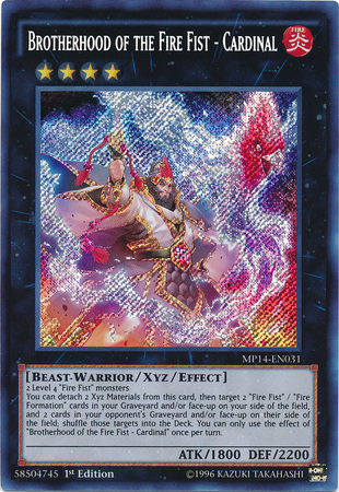 Brotherhood of the Fire Fist - Cardinal [MP14-EN031] Secret Rare Yu-Gi-Oh!