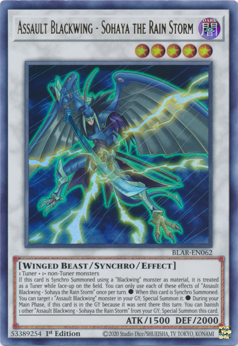 Assault Blackwing - Sohaya the Rain Storm [BLAR-EN062] Ultra Rare Yu-Gi-Oh!