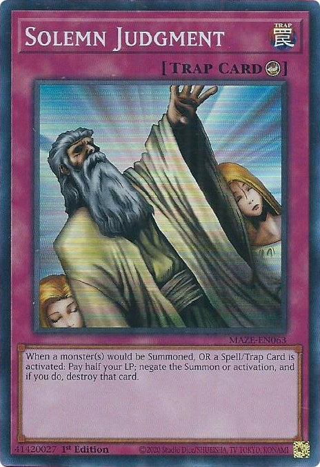 Solemn Judgment [MAZE-EN063] Super Rare Yu-Gi-Oh!
