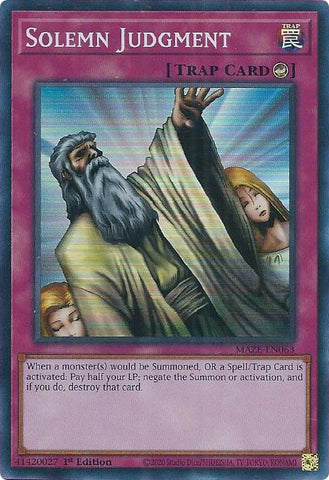Solemn Judgment [MAZE-EN063] Super Rare Yu-Gi-Oh!