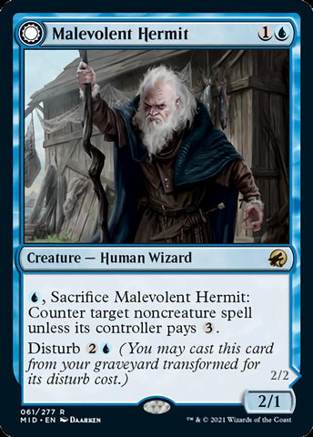 Malevolent Hermit // Benevolent Geist [Innistrad: Midnight Hunt] Magic: The Gathering
