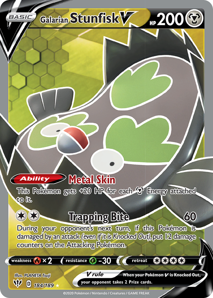 Galarian Stunfisk V (184/189) [Sword & Shield: Darkness Ablaze] Pokémon