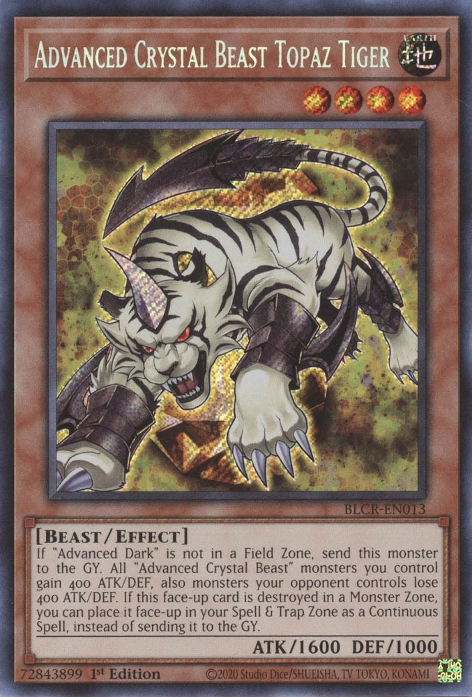 Advanced Crystal Beast Topaz Tiger [BLCR-EN013] Secret Rare Yu-Gi-Oh!