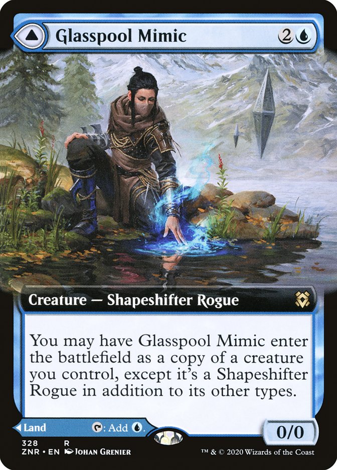 Glasspool Mimic // Glasspool Shore (Extended Art) [Zendikar Rising] Magic: The Gathering