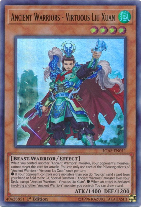 Ancient Warriors - Virtuous Liu Xuan [IGAS-EN011] Ultra Rare Yu-Gi-Oh!