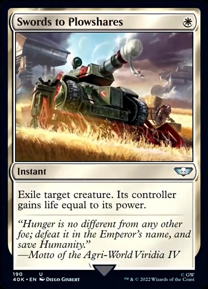 Swords to Plowshares (Surge Foil) [Warhammer 40,000] Magic: The Gathering