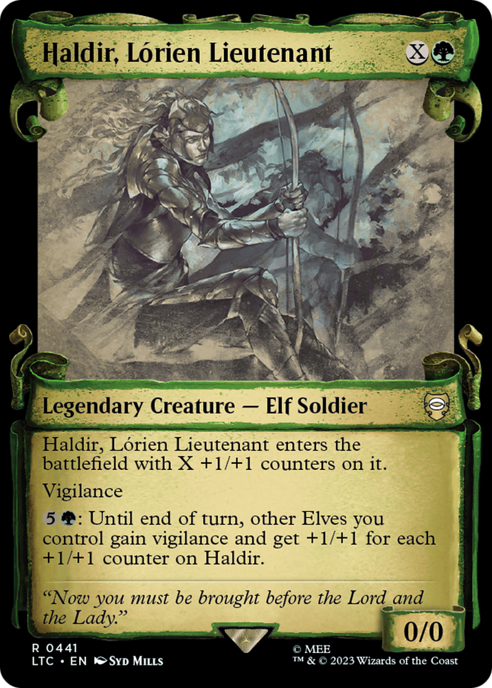 Haldir, Lorien Lieutenant [The Lord of the Rings: Tales of Middle-Earth Commander Showcase Scrolls] Magic: The Gathering