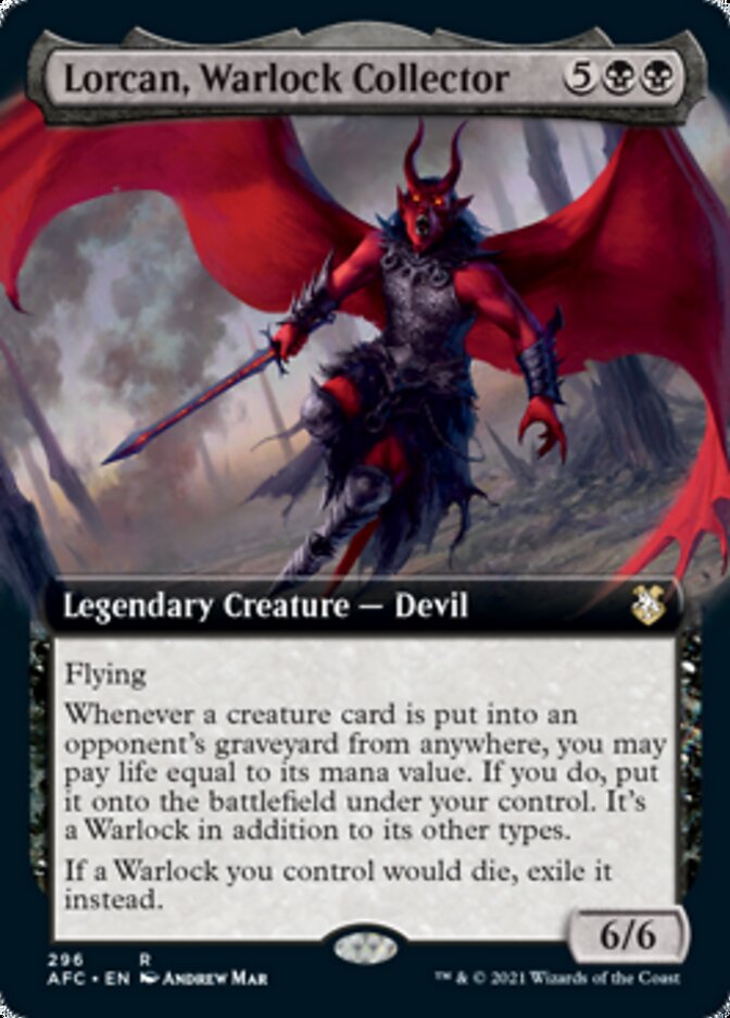 Lorcan, Warlock Collector (Extended Art) [Dungeons & Dragons: Adventures in the Forgotten Realms Commander] Magic: The Gathering