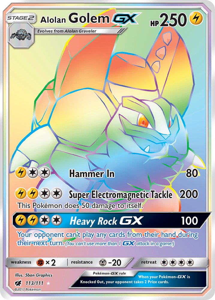 Alolan Golem GX (113/111) [Sun & Moon: Crimson Invasion] Pokémon