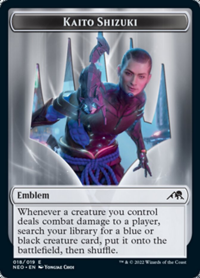 Spirit (002) // Kaito Shizuki Emblem Double-Sided Token [Kamigawa: Neon Dynasty Tokens] Magic: The Gathering