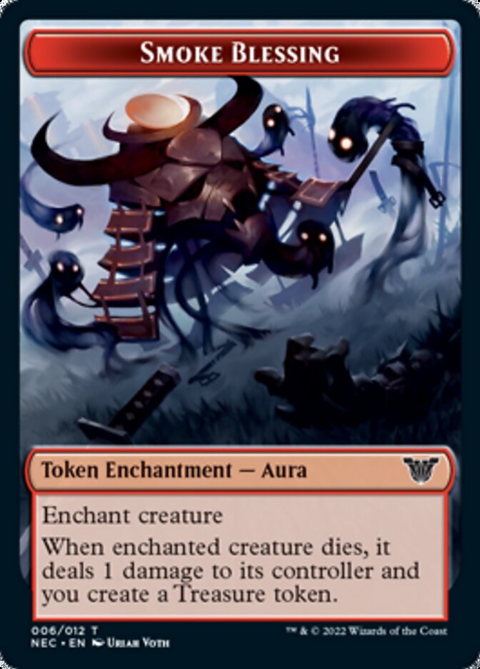 Smoke Blessing // Goblin Double-Sided Token [Kamigawa: Neon Dynasty Commander Tokens] Magic: The Gathering