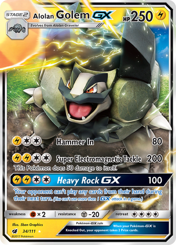 Alolan Golem GX (34/111) [Sun & Moon: Crimson Invasion] Pokémon