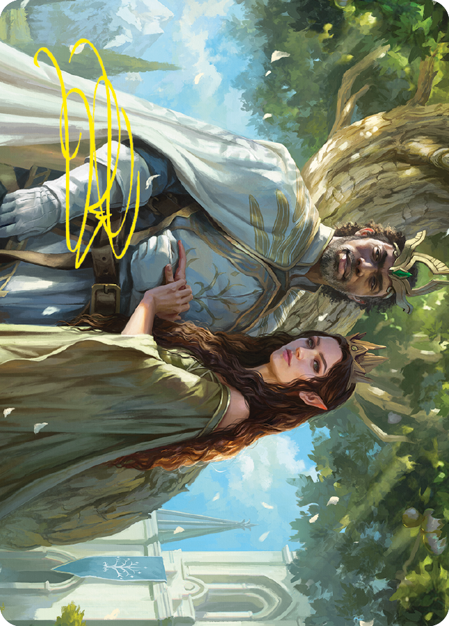 Aragorn and Arwen, Wed Art Card (Gold-Stamped Signature) [The Lord of the Rings: Tales of Middle-earth Art Series] Magic: The Gathering