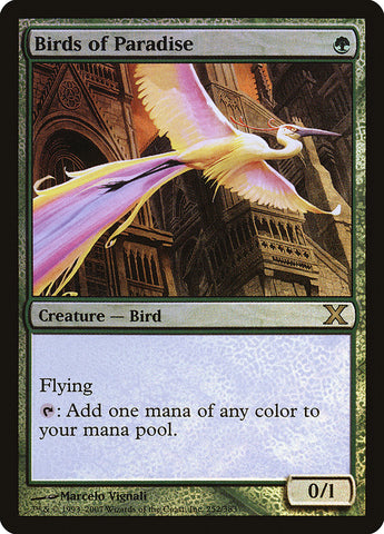 Birds of Paradise (Premium Foil) [Tenth Edition] Magic: The Gathering