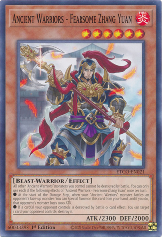 Ancient Warriors - Fearsome Zhang Yuan [ETCO-EN021] Common Yu-Gi-Oh!