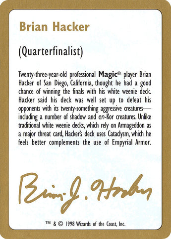 Brian Hacker Bio [World Championship Decks 1998] Magic: The Gathering
