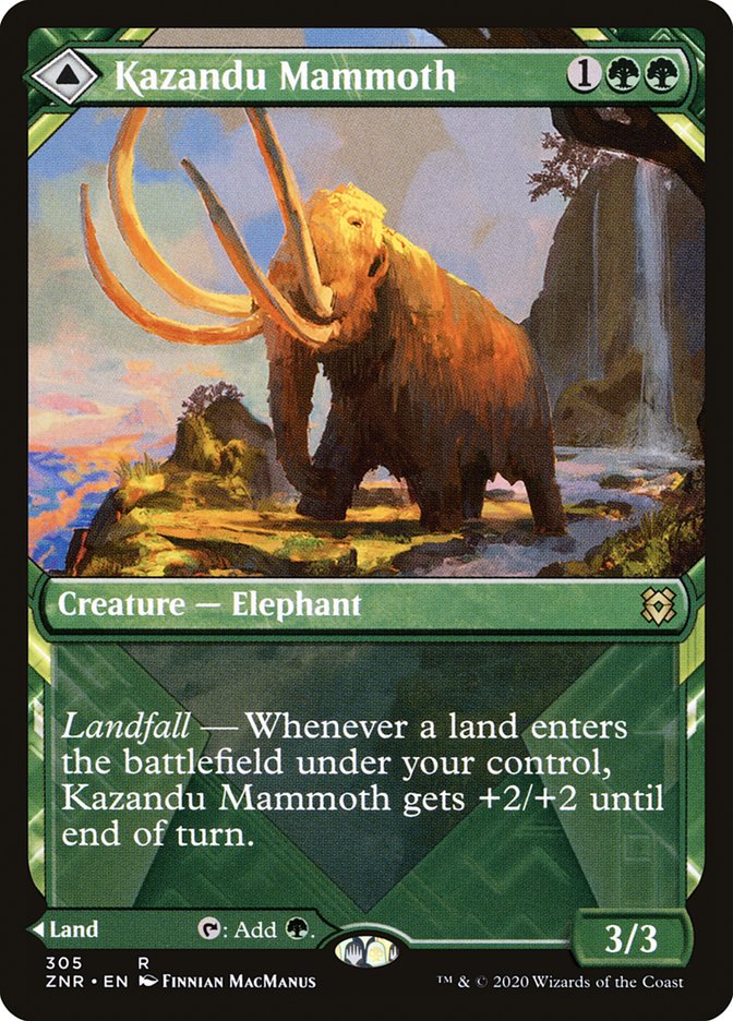 Kazandu Mammoth // Kazandu Valley (Showcase) [Zendikar Rising] Magic: The Gathering