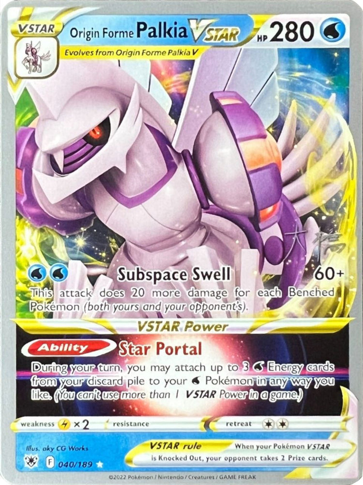 Origin Forme Palkia VSTAR (040/189) (Ice Rider Palkia - Rikuto Ohashi) [World Championships 2022] Pokémon