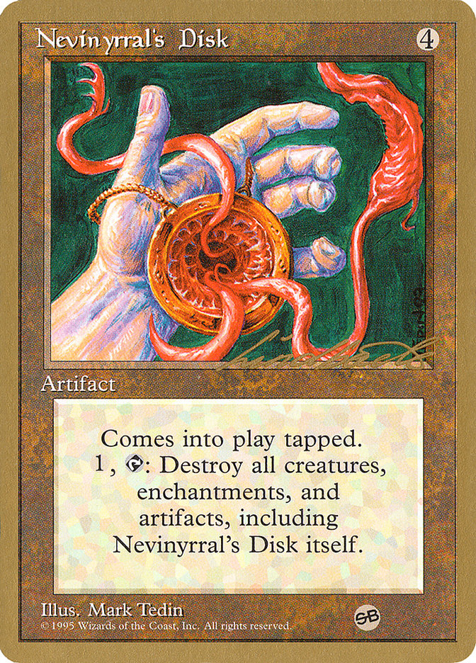 Nevinyrral's Disk (Leon Lindback) (SB) [Pro Tour Collector Set] Magic: The Gathering