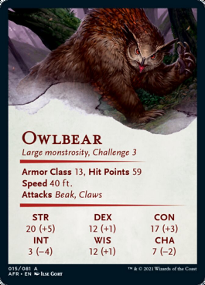 Owlbear Art Card [Dungeons & Dragons: Adventures in the Forgotten Realms Art Series] Magic: The Gathering
