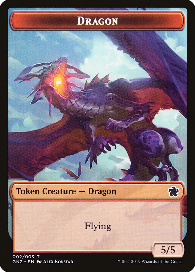 Dragon // Dinosaur Double-Sided Token [Game Night 2019 Tokens] Magic: The Gathering