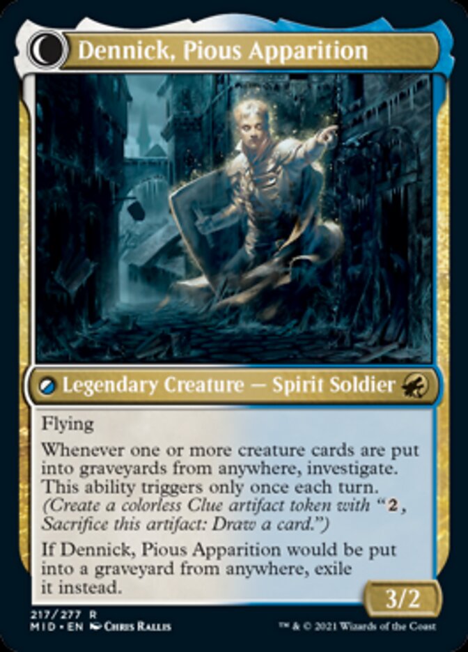 Dennick, Pious Apprentice // Dennick, Pious Apparition [Innistrad: Midnight Hunt] Magic: The Gathering