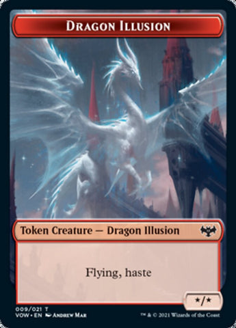 Blood // Dragon Illusion Double-Sided Token [Innistrad: Crimson Vow Tokens] Magic: The Gathering