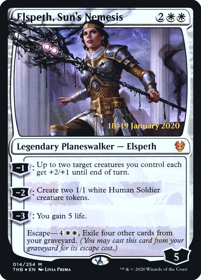 Elspeth, Sun's Nemesis [Theros Beyond Death Prerelease Promos] Magic: The Gathering