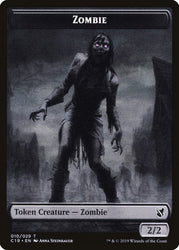 Ob Nixilis, Reignited Emblem // Zombie (010) Double-Sided Token [Commander 2019 Tokens] Magic: The Gathering